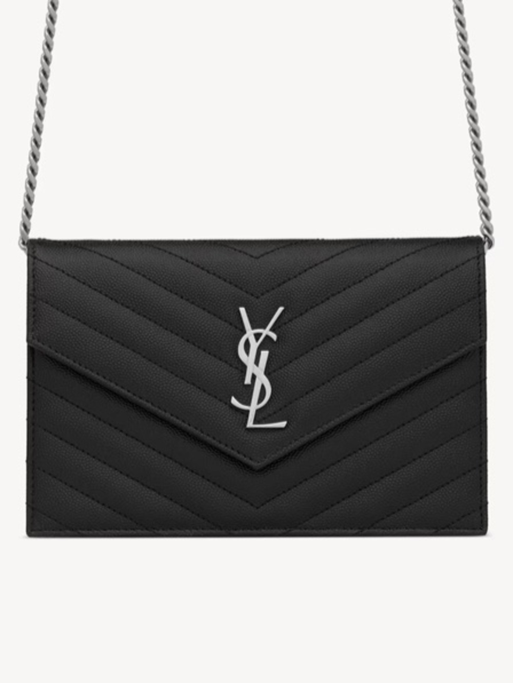 Saint Laurent CASSANDRE ENVELOPE CHAIN WALLET IN GRAIN DE POUDRE LEATHER - Picture 3 of 13